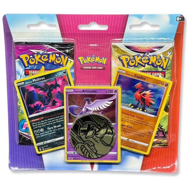 blister Pokemon Galarian Birds 2-Pack Fusion Strike + Astral Radiance 3 Cartas Promo