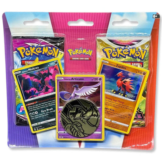 blister Pokemon Galarian Birds 2-Pack Fusion Strike + Astral Radiance 3 Cartas Promo